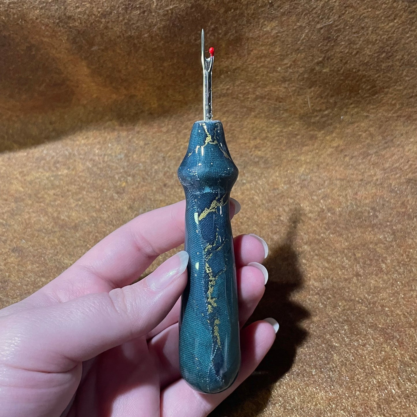 Teal and Gold Marble Seam Ripper