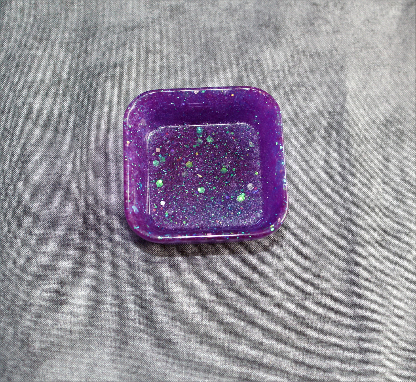 Glitter Blue and Purple Square Resin Trinket Tray