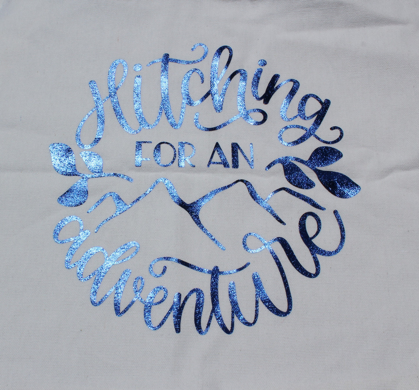 Blue Metallic Hitching for an Adventure Small Tote Bag