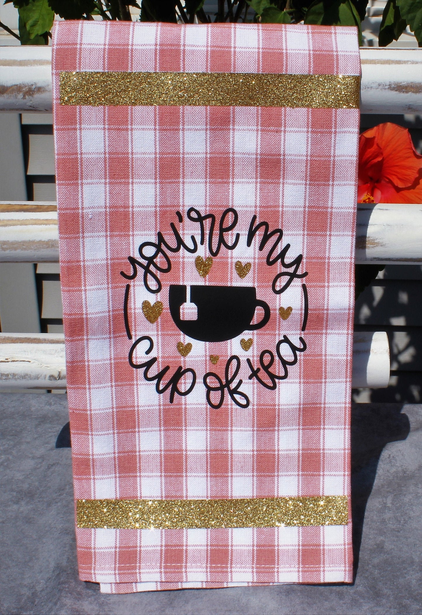 You're My Cup of Tea Pink and Gold Vinyl Kitchen Towel