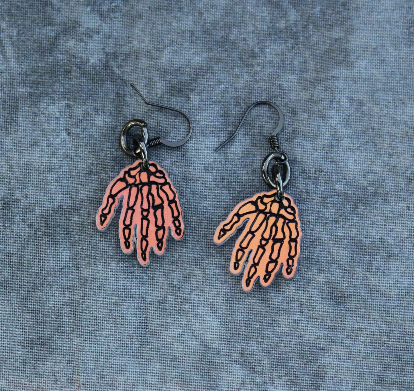 Holographic Skeleton Hand Earrings, Black Halloween Jewelry, Spooky Earrings, Skeleton Jewelry, Fall Earrings, Acrylic Dangle Earring Gifts