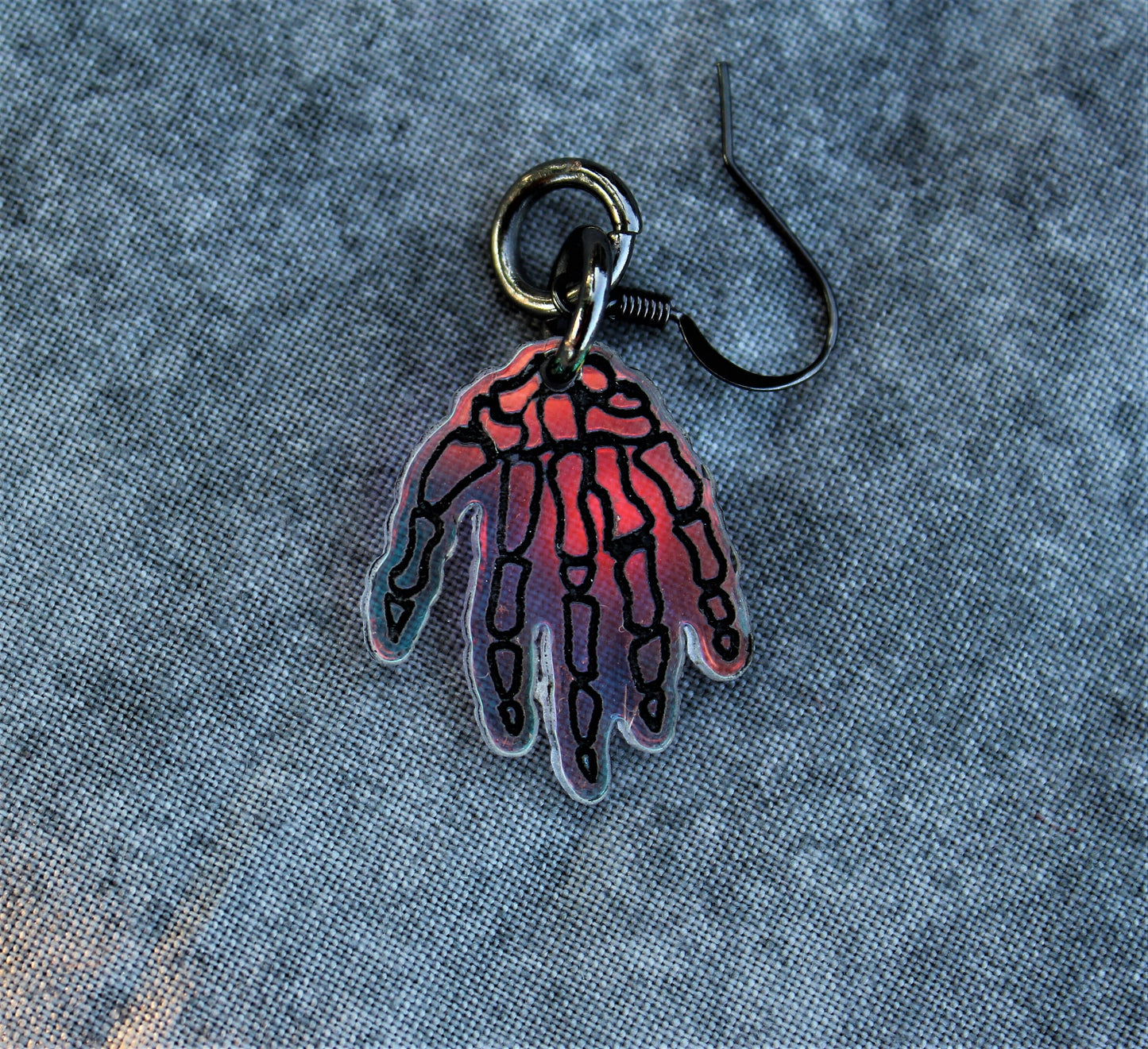 Holographic Skeleton Hand Earrings, Black Halloween Jewelry, Spooky Earrings, Skeleton Jewelry, Fall Earrings, Acrylic Dangle Earring Gifts