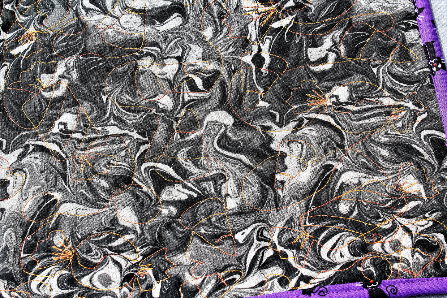 Vintage Style Halloween Pumpkin Mug Mat, Handcrafted Snack Mat, Fall Placemat, Black Cat Coaster, Fall Tableware, Purple and Orange Mug Rug