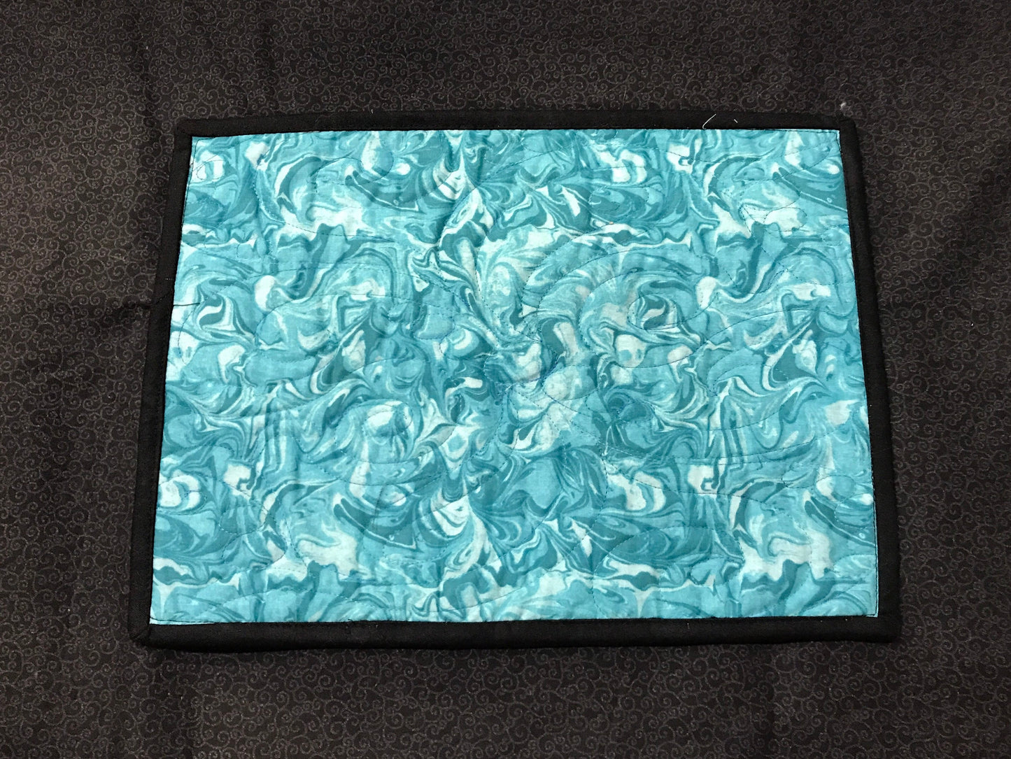 Blue and Purple Quilted Mug Mat, Floral Candle Mat, Quilted Snack Mat, Handcrafted Placemat, Blue Mug Rug, Abstract Kitchen Coaster