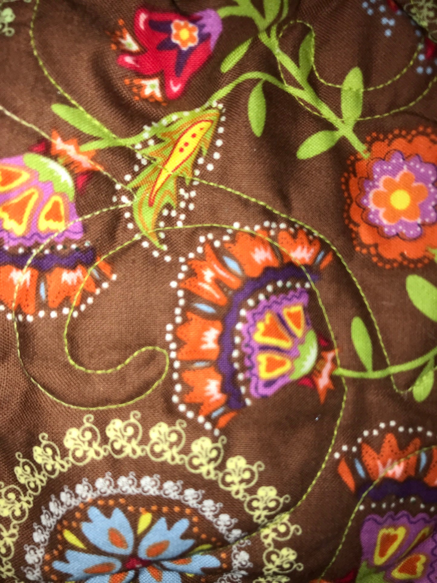 Green and Brown Floral Handbag, Quilted Flower Purse, Swirls Quilted Clutch, Quilted Handbag Gift, Quilted Purse, Floral Purse Fashion