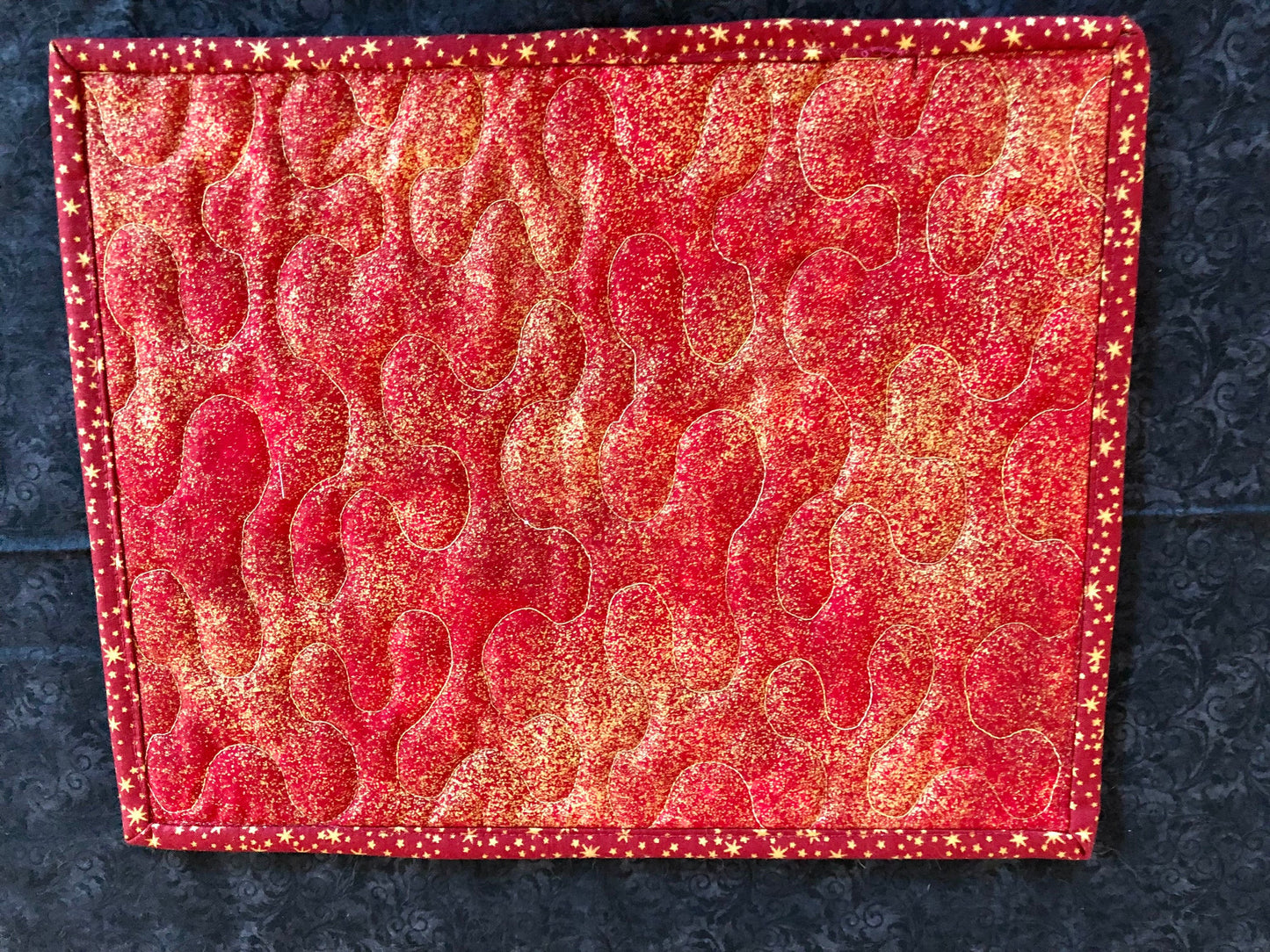 Celestial Quilted Mug Mat, Reindeer Candle Mat, Holiday Snack Mat, Handcrafted Placemat, Mug Rug, Kitchen coaster, Christmas gift decor