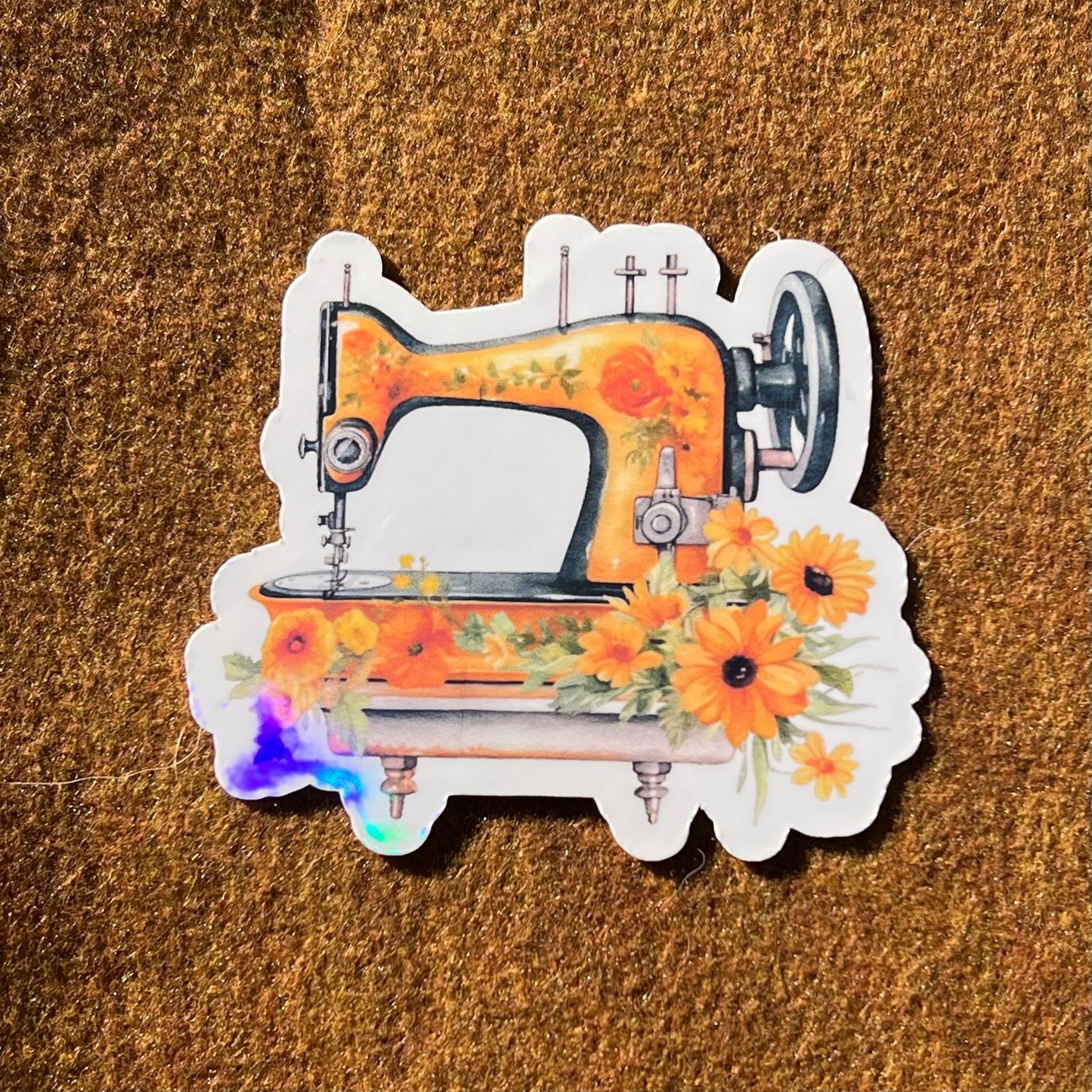 Yellow Sewing Machine With Sunflowers Sticker