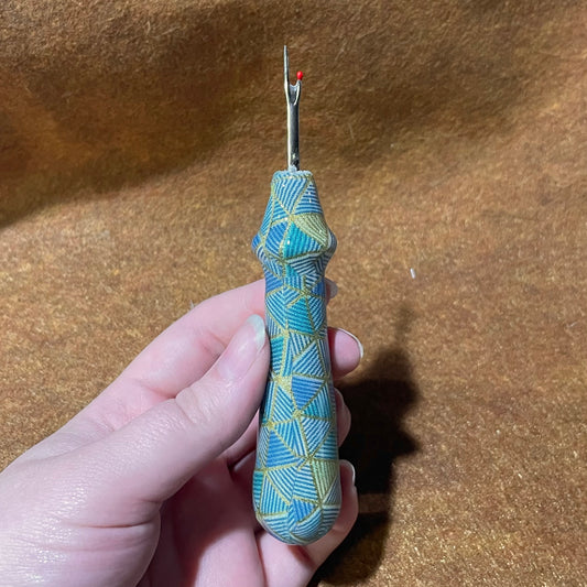 Blue and Gold Geometric Seam Ripper