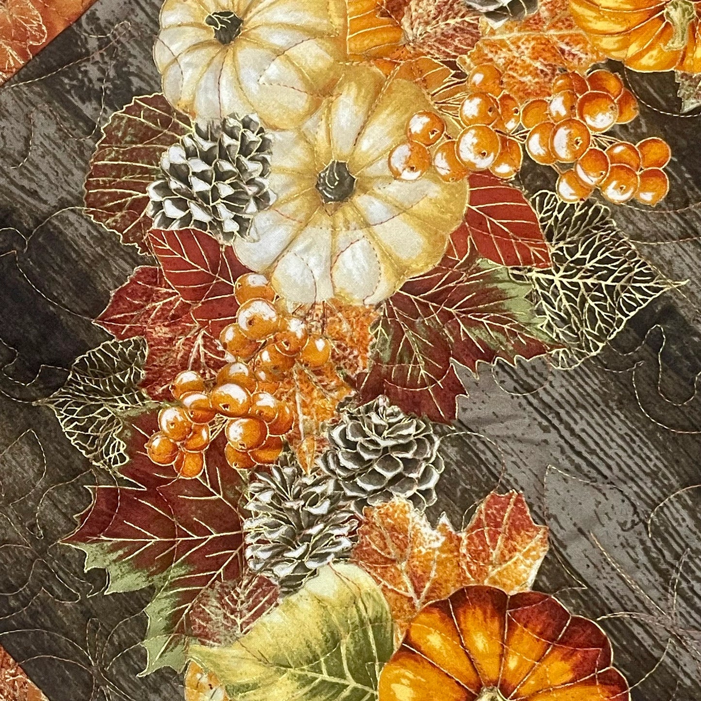 Fall Pumpkins Wreath Quilt, Pumpkin Wreath Wall Art, Autumn Wall Hanging Quilt, Quilted Fall Blanket, Fall Lap Quilt, Fall Pumpkins Blanket