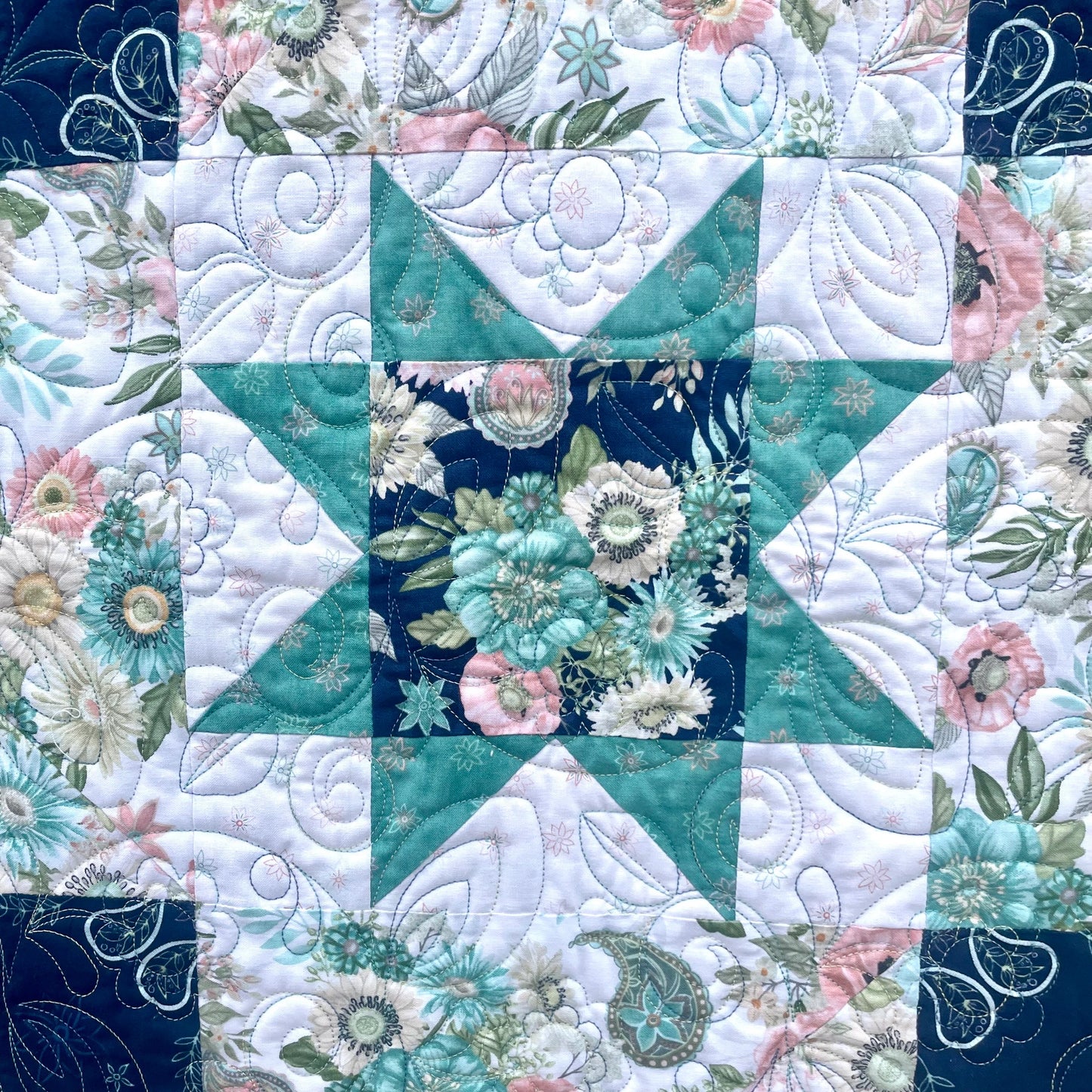 Flowers and Butterflies Twin Quilt, Butterfly Twin Size Bedding, Blue and Teal Quilted Throw Blanket, Blue Paisley Floral Quilted Blanket