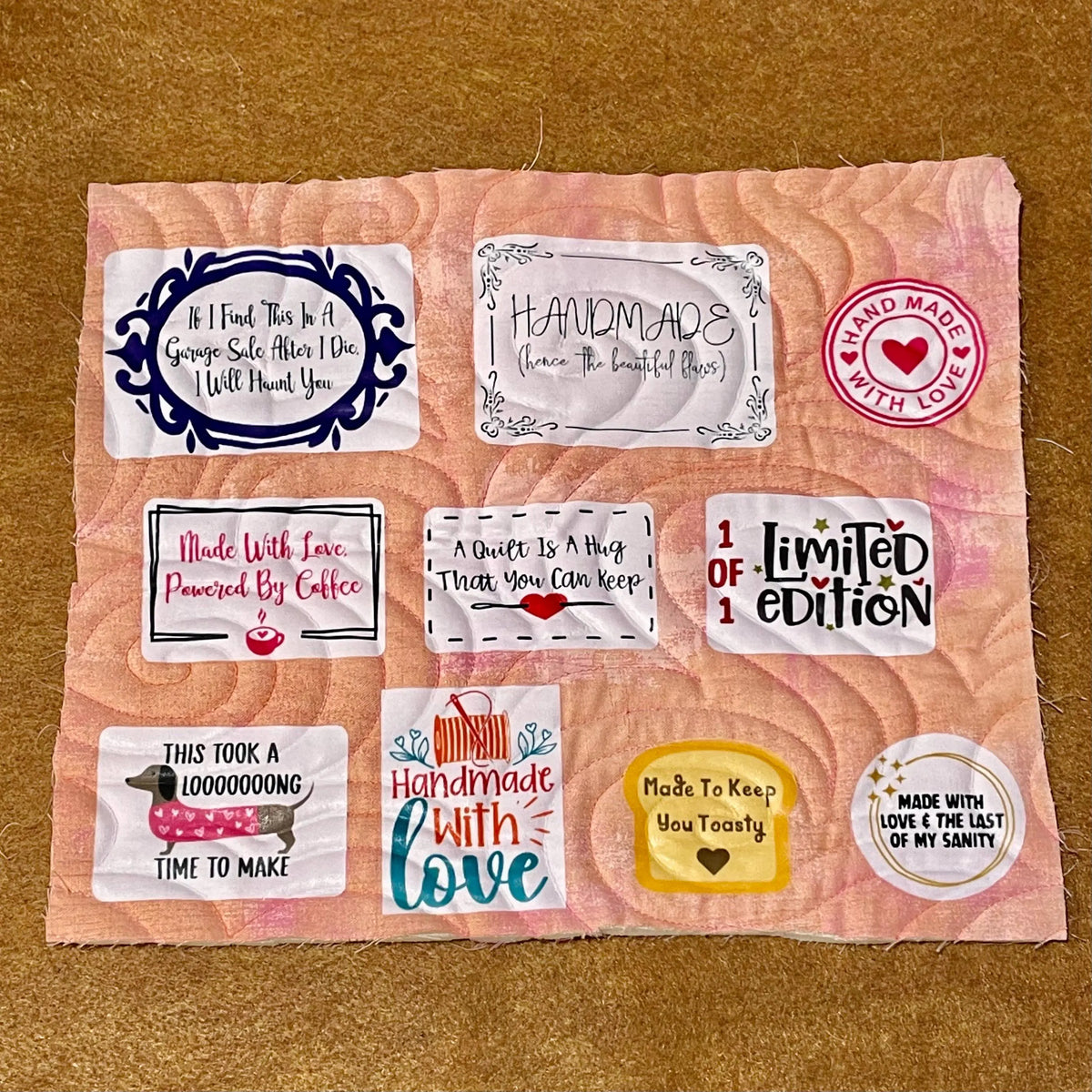 Funny Iron On Quilt Labels Pack 1
