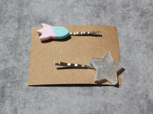 Outer Space Resin Hair Pins