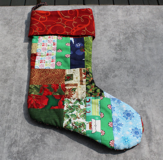 Personalized Candy Cane Christmas Hanging Stocking, Red and Green Stocking, Snowflake Holiday Stocking, Christmas Decor, Custom Dog Stocking