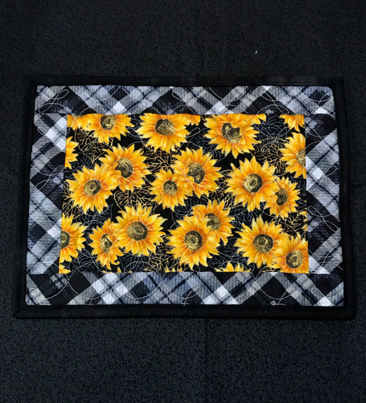 Fall Sunflower Mug Rug, Handcrafted Snack Mat, Autumn Leaves Placemat, Gold Sunflowers Coaster, Fall Floral Mug Mat, Fall Leaf Tableware Set