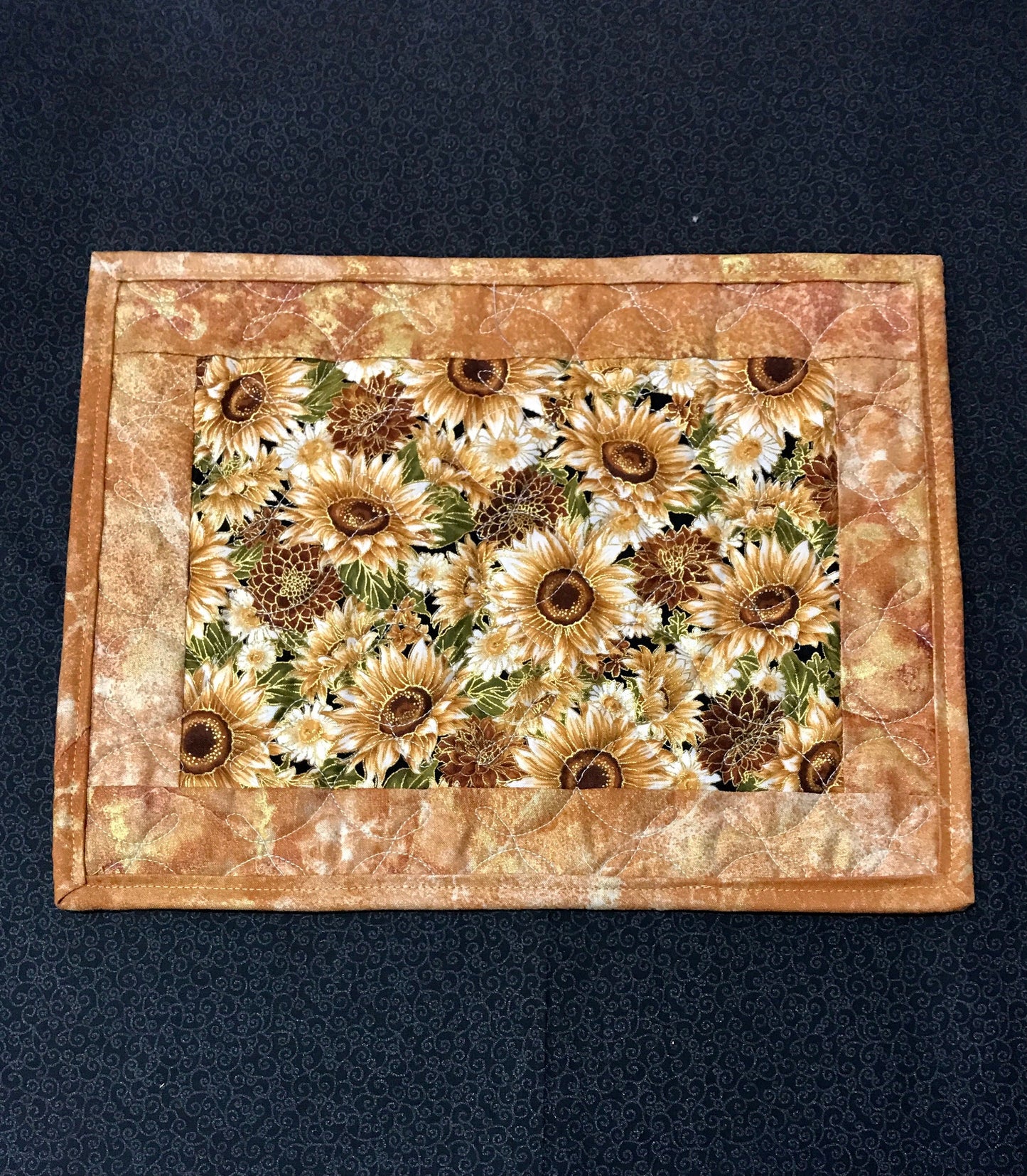 White Sunflower Mug Rug, Handcrafted Snack Mat, Autumn Flowers Placemat, Brown Sunflowers Coaster, Fall Floral Mug Mat, Fall Tableware Set