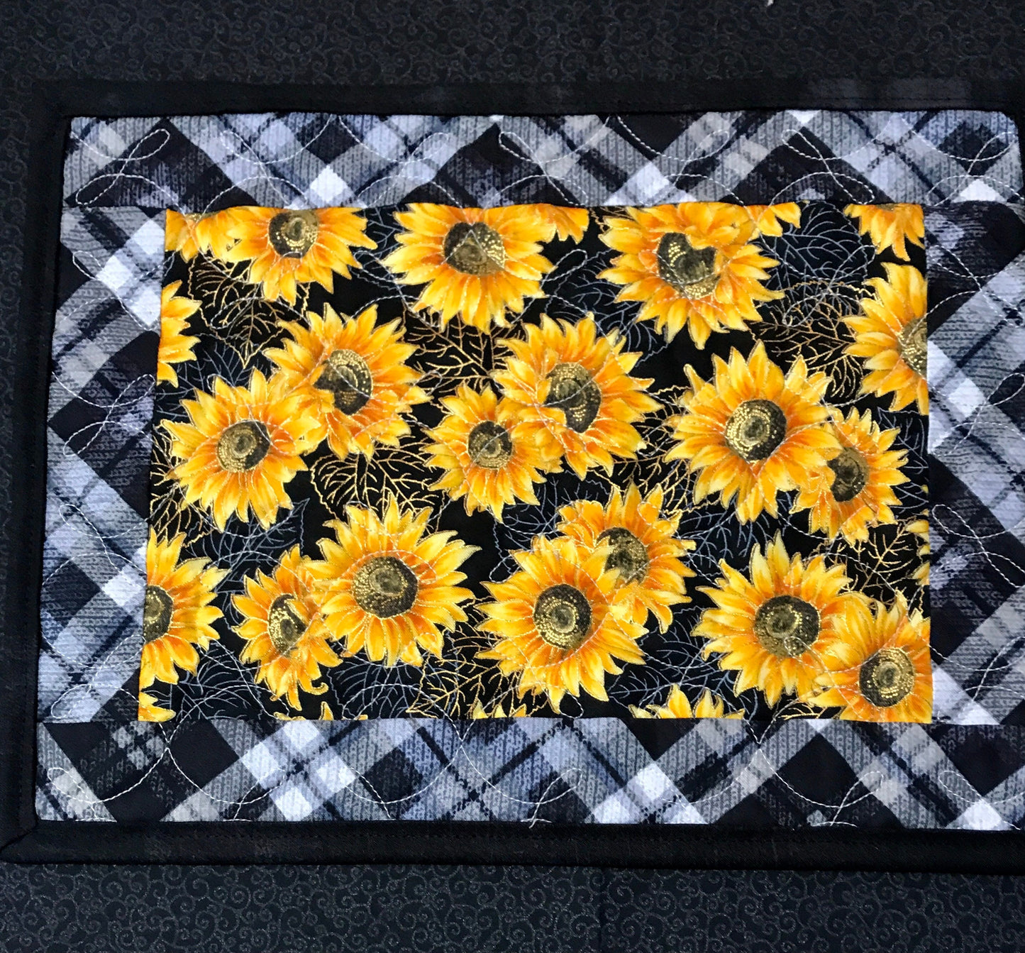 Fall Sunflower Mug Rug, Handcrafted Snack Mat, Autumn Leaves Placemat, Gold Sunflowers Coaster, Fall Floral Mug Mat, Fall Leaf Tableware Set