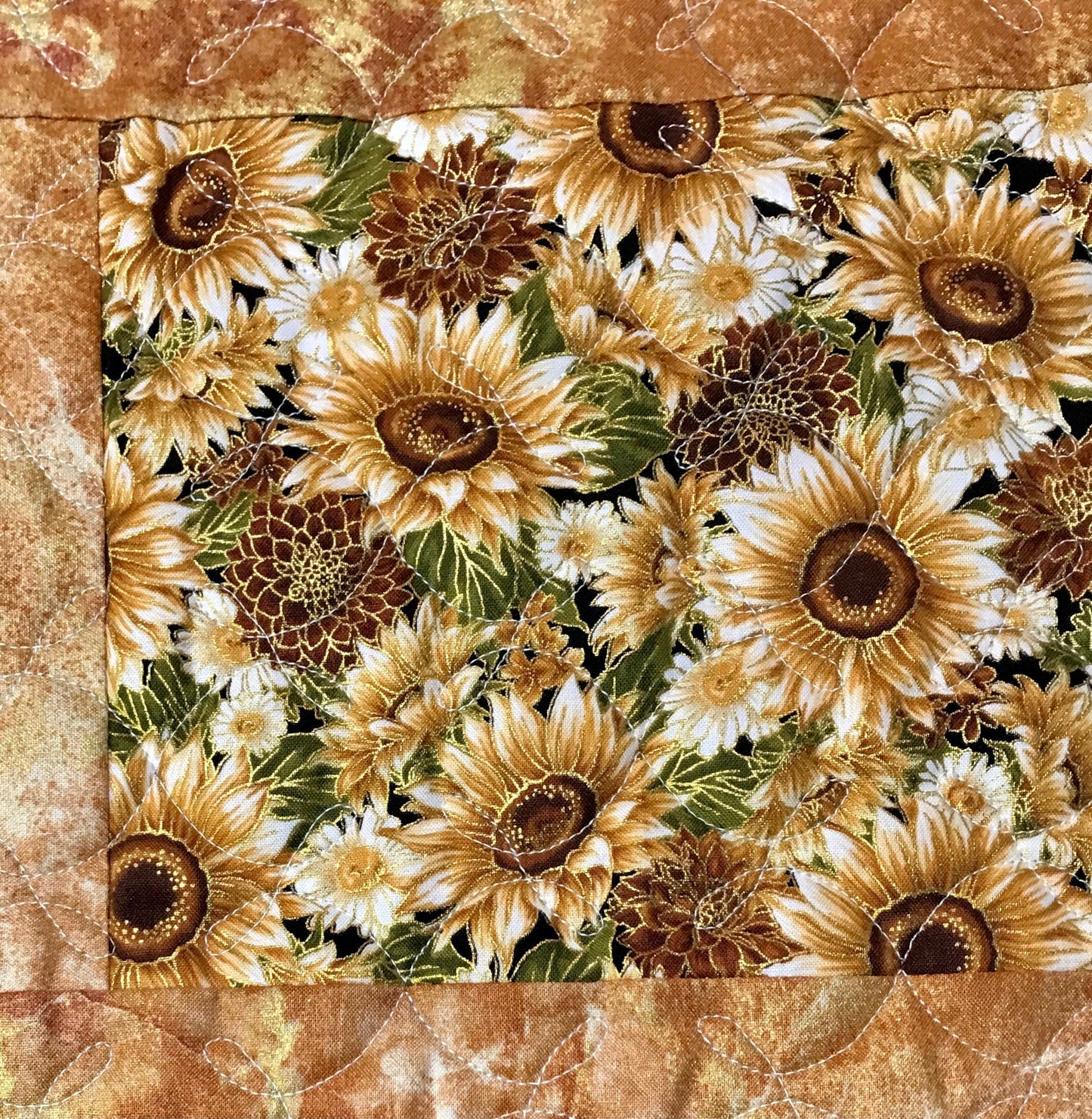 White Sunflower Mug Rug, Handcrafted Snack Mat, Autumn Flowers Placemat, Brown Sunflowers Coaster, Fall Floral Mug Mat, Fall Tableware Set