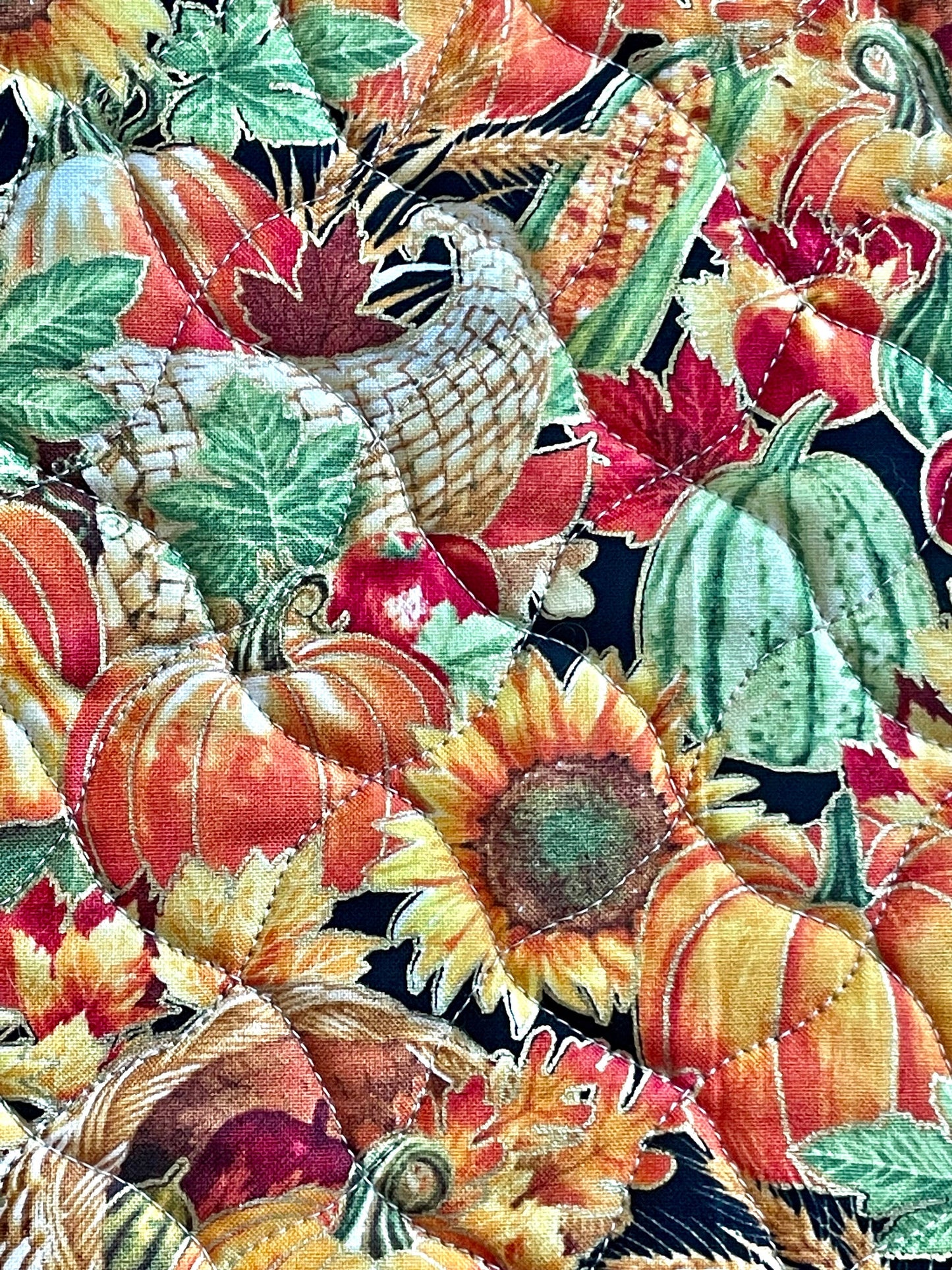 Quilted Thanksgiving Mug Mat, Handcrafted Snack Mat, Autumn Placemat, Fall Cornucopia Mug Rug, Fall Pumpkin Table Decor, Autumn Tablescape